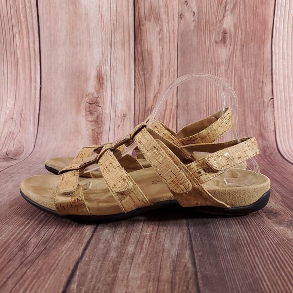 Vionic Amber Womens Size 10 Cork Adjustable Strap Strappy Sandals Tan Gold - Picture 4 of 16